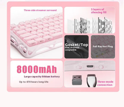 Mercury K1 Grava Star Breaking 75 RGB Mechanical Keyboard Gaming Bluetooth 2.4G Wired RGB Hotswap Gamer Non-contact Keyboard