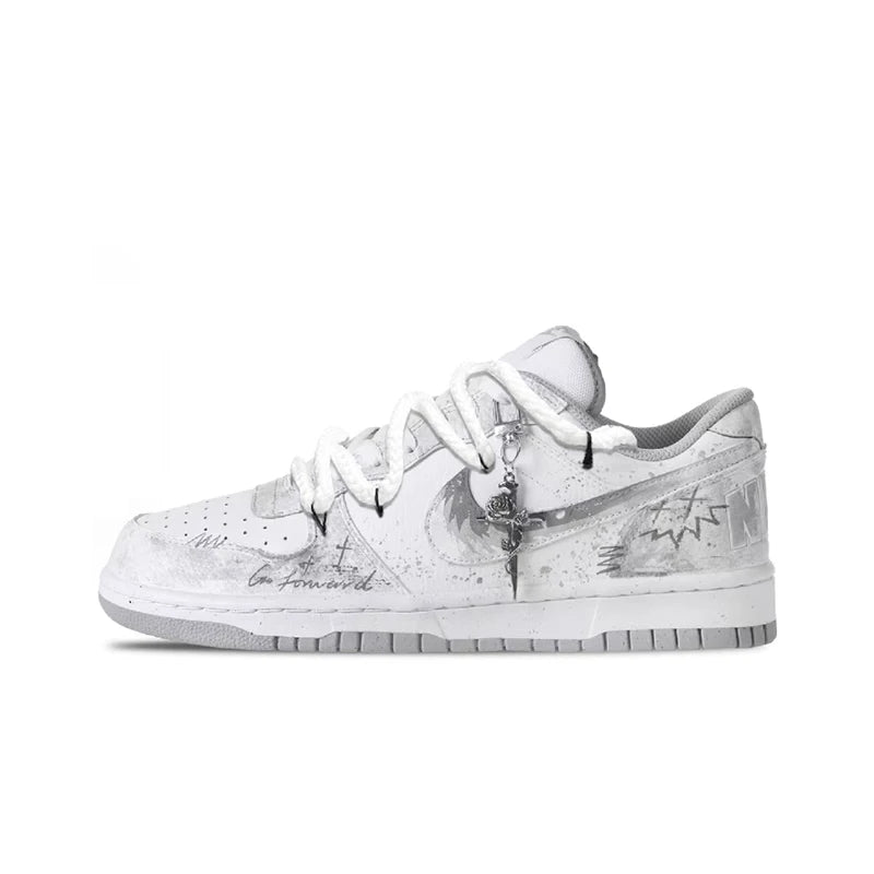 Mukautetut lenkkarit Nike Big Cold Fog Rose Retro High Street & Chinese Ink Wash -miesten liukumattomat matalavartiset skeittikengät