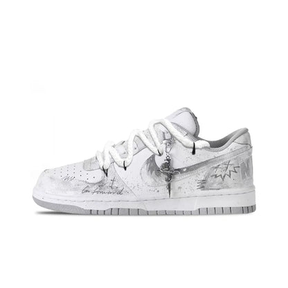 Mukautetut lenkkarit Nike Big Cold Fog Rose Retro High Street & Chinese Ink Wash -miesten liukumattomat matalavartiset skeittikengät