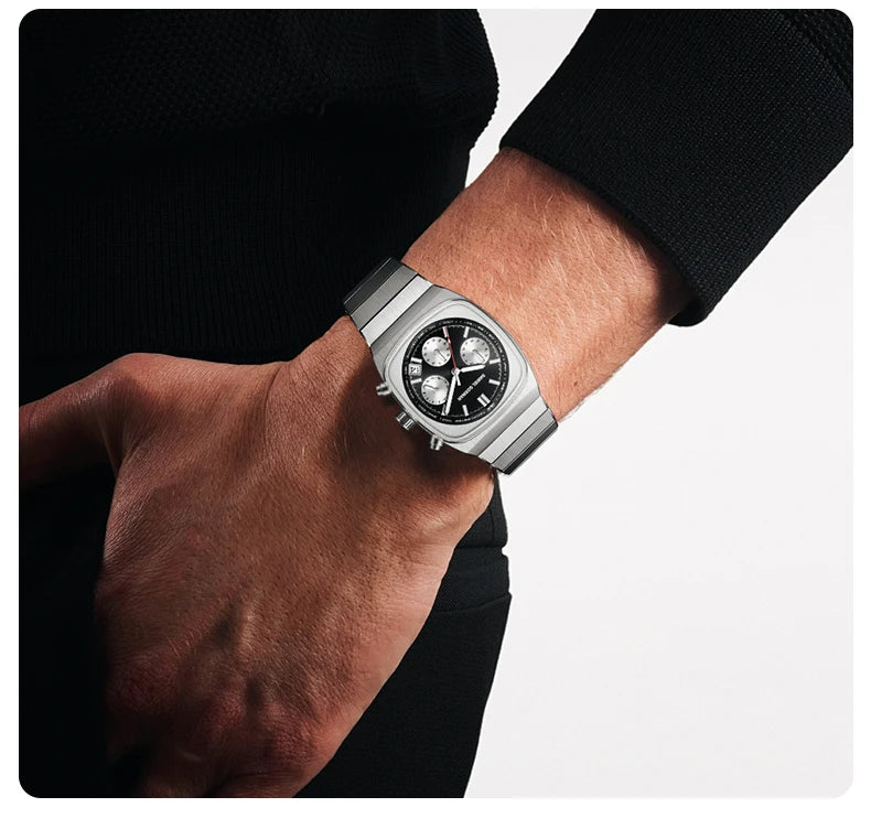 DG9008 Men's Watch, Original Fashion Brand Quartz Waterproof Luminous Watch with Three Small Dials and Moon Phase