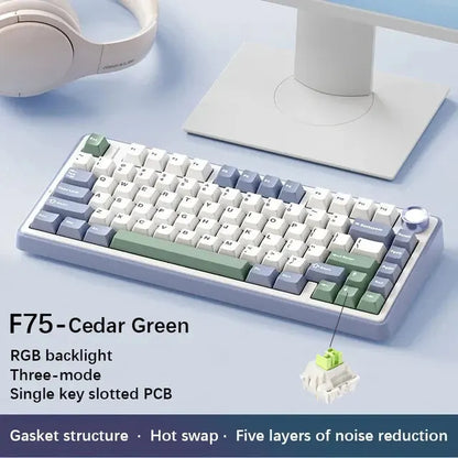 AULA F75 2.4G Wireless/Bluetooth/Wired Gaming Mechanical Keyboard RGB Customized 75% Layout OEM Profile Gasket PC Game Keyboard