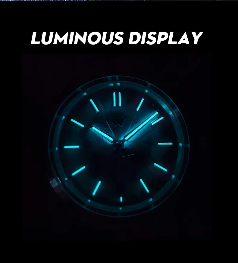 WM Watch Automatic Mechanical Watch NH35 Glacier Series 100M Waterproof AR Coated Sapphire Welly Merck Watch for Men WM226