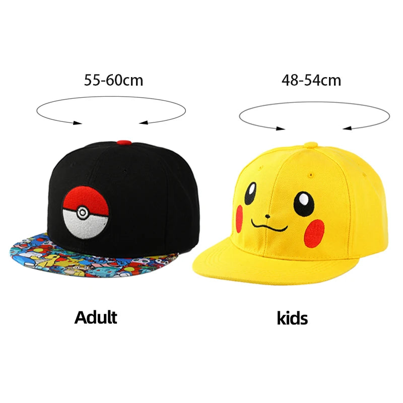 Anime Figure Pokemon Baseball Cap Pikachu Hat Adjustable Pokemon Cosplay Hip Hop Cartoon Adult Hats Boy Girl Kids Birthday Gifts
