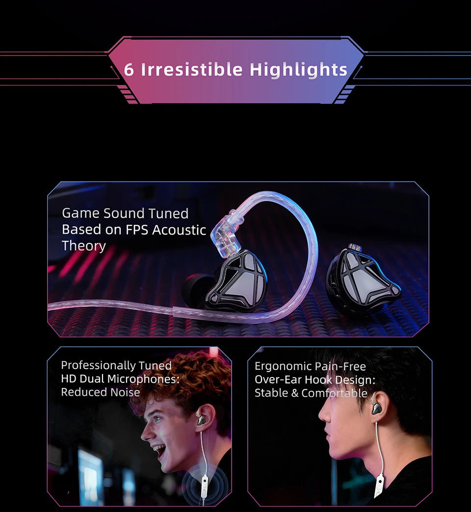 KZ Axas Earphones FPS Dedicated Gaming Earbuds In Ear Monitor IEM HiFi Bass Wired Headphones PK Castor ZSN PRO 2 ZS10 PRO X