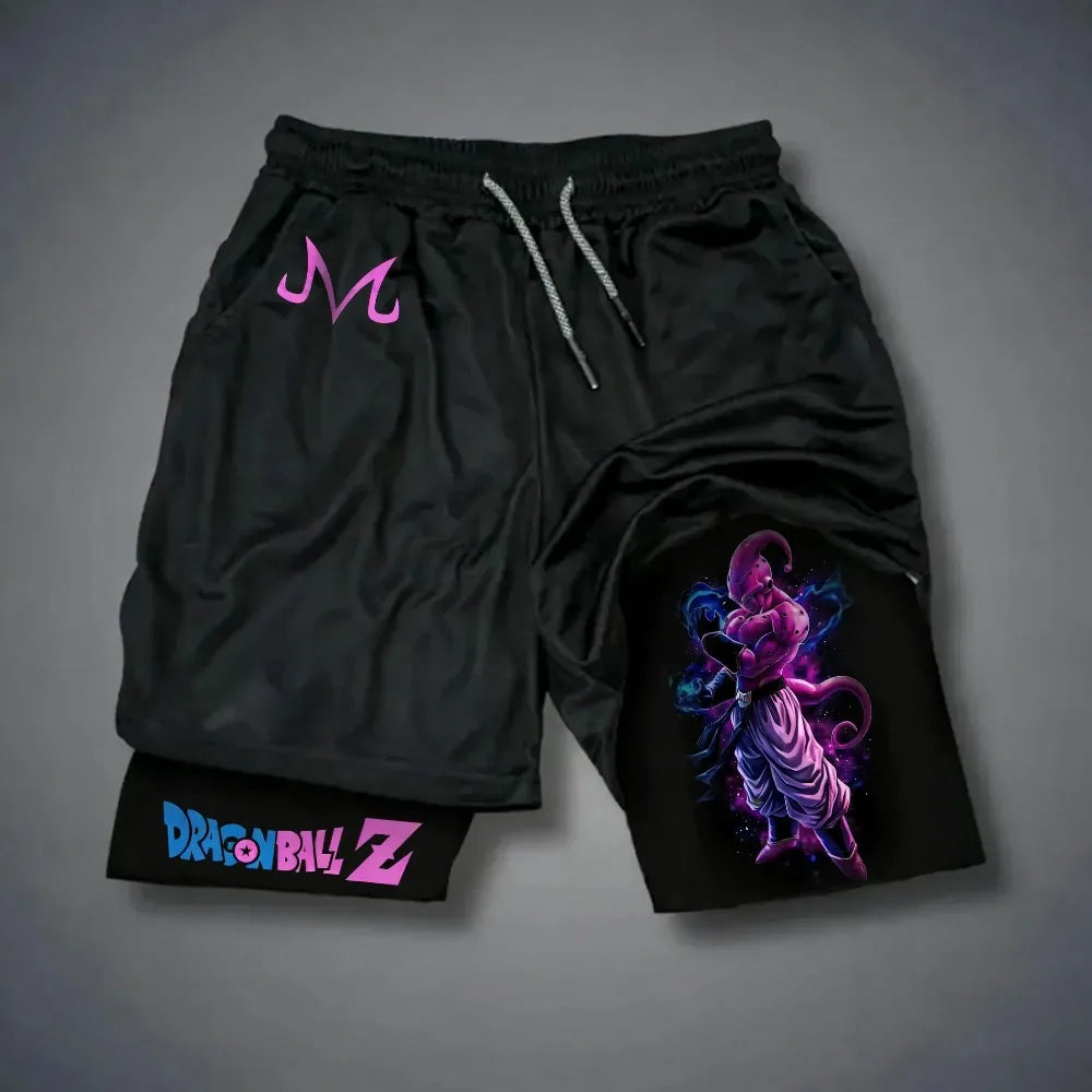 Pantalones cortos deportivos holgados unisex de Harajuku con estampado de anime de Goku de Dragon Ball, transpirables, de secado rápido y de doble capa. Nuevo producto de verano.