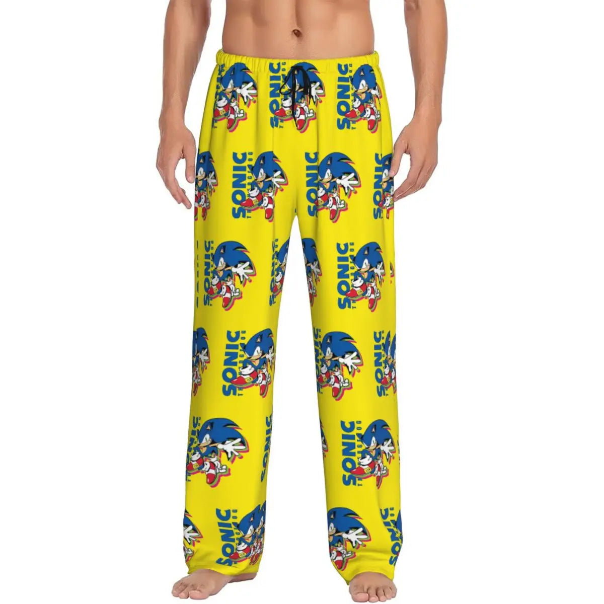 Pantalones de pijama personalizados para hombre con estampado «Soniced», con motivo de erizo, ropa de dormir, pantalones de estar por casa con bolsillos