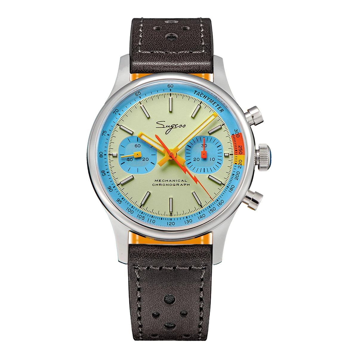 Sugess Pilot Watch ST19 Origin Movement Swanneck Wristwatch Mechanical Chronograph Sapphire Crystal Military Limited Racing 1963