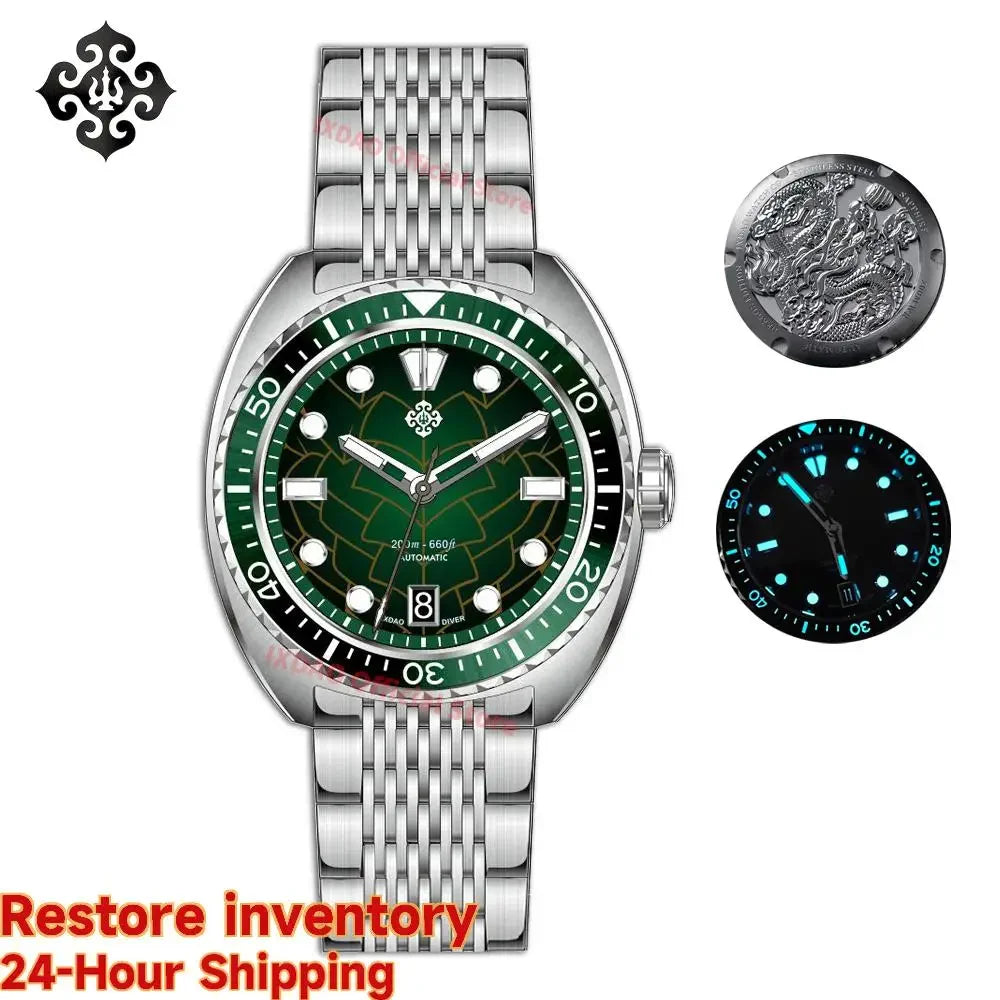 IXDAO IPOSE 2026 New Men's Automatic Mechanical Watch Poseidon Pattern Diving Watch 20Bar Stainless Steel BWG-9 Reloj Hombre