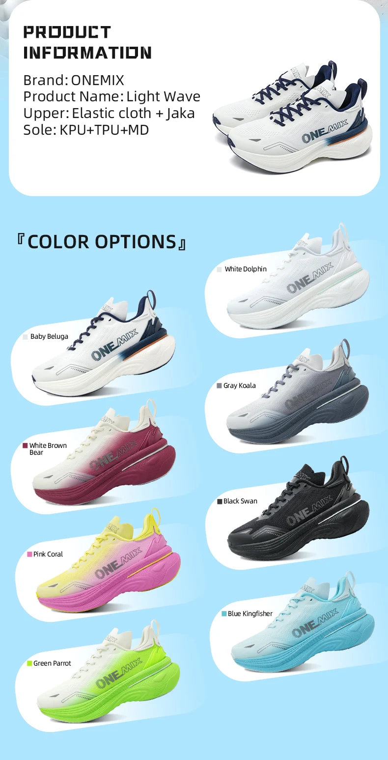 ONEMIX new jogging running shoes for women and men, light sneakers, road shoes, wear-resistant fashion sports shoes for fitness
