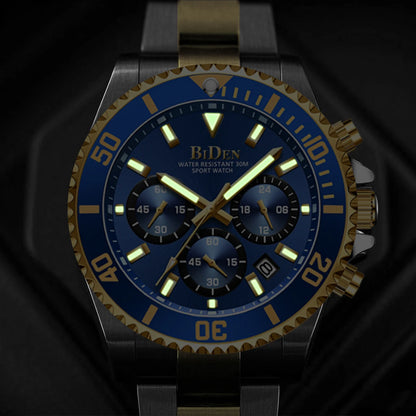 BIDEN Multi-functional men's quartz watch luxury waterproof night light business style diving series casual fashion watch