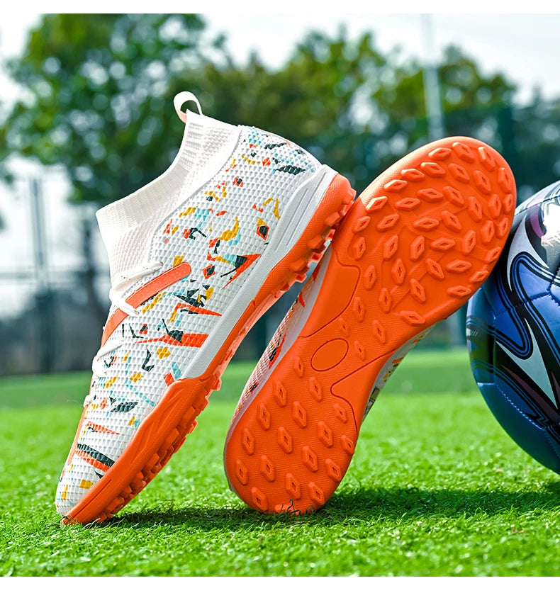 LiXingMing Football Boots Men White Professional High-Tops Soccer Society Cleats Football Shoes Non-Slip Match Training Sneakers