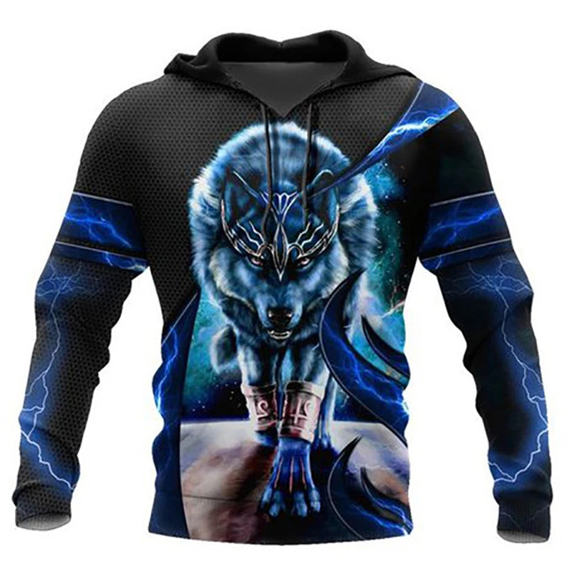 Moda primavera-otoño: sudaderas con capucha para hombre con estampado 3D de lobos por toda la prenda, sudaderas unisex, jerséis, chaquetas informales y abrigos de estilo urbano, talla 4XL