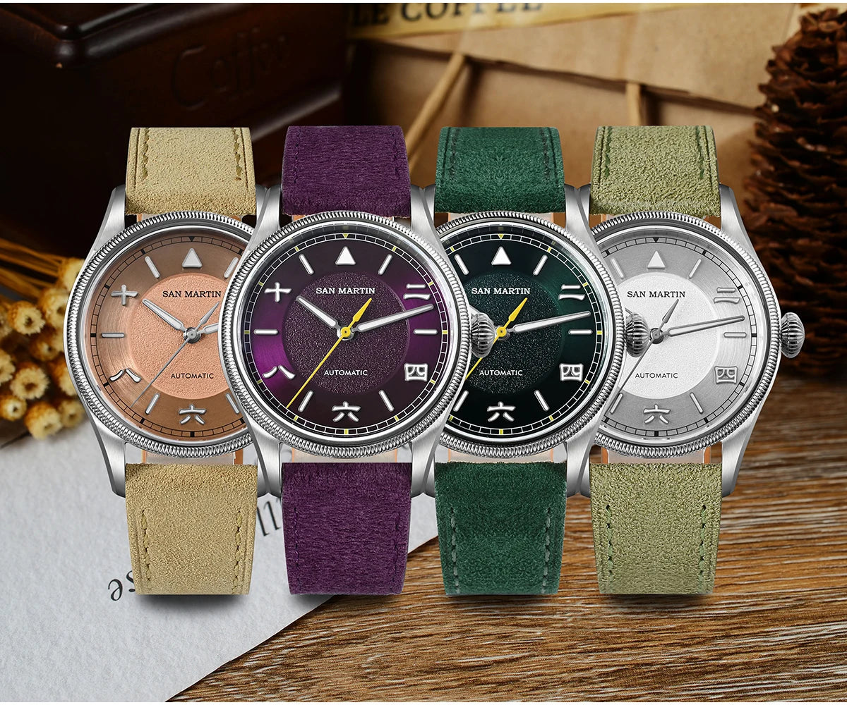 San Martin 39.5mm Men Pilot Watch YN55 Automatic Mechanical Aviation Watches Chinese Style Original Design SN0033 Field Watch