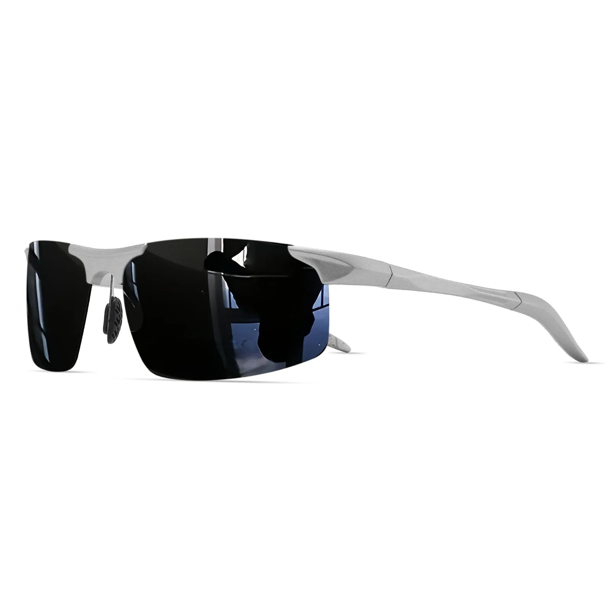 Classic Retro Semi-Rimless Square Polarized Sunglasses - Lightweight PC Frame & Spring Hinges, UV400 Unisex for Driving, Fishing