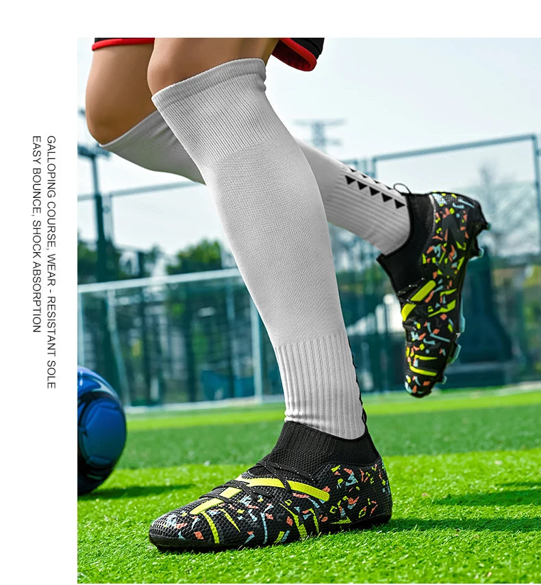 LiXingMing Football Boots Men White Professional High-Tops Soccer Society Cleats Football Shoes Non-Slip Match Training Sneakers