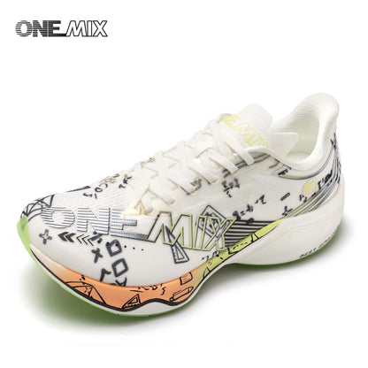 ONEMIX Nové nylonové běžecké boty s karbonovou deskou pro maraton a závody – tlumící nárazy, profesionální stabilní opora, ultralehké tenisky s odrazem