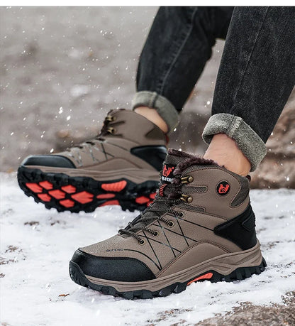 Bottes de neige chaudes en peluche pour hommes, baskets montantes d'automne, antidérapantes, résistantes à l'usure, pour l'alpinisme et la randonnée, nouvelle collection hiver