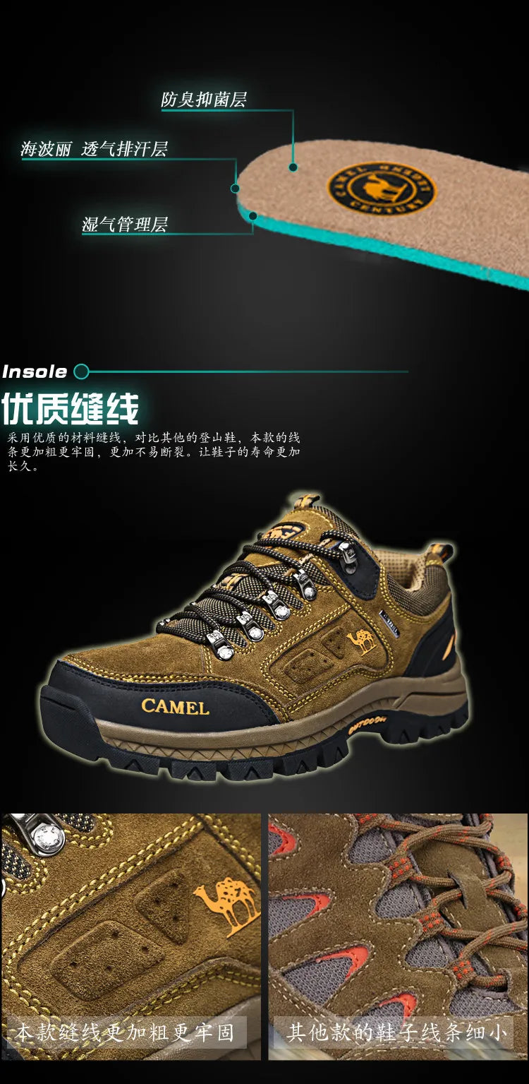 Suede Leather Men's Hiking Shoes Outdoor Trail Trekking Sneakers Men Non-slip Breathable Climbing Shoes Men's Mountain Sports Shoes