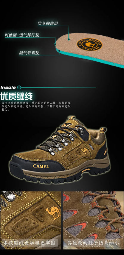 Suede Leather Men's Hiking Shoes Outdoor Trail Trekking Sneakers Men Non-slip Breathable Climbing Shoes Men's Mountain Sports Shoes