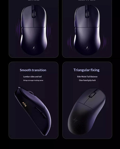 NEW ATK U2 V2 Mini Ultimate Wireless Gaming Mouse Tri-model Lightweight PAW3950Ultra 8KHz 500mAh Custom Ergonomic E-sports Mouse