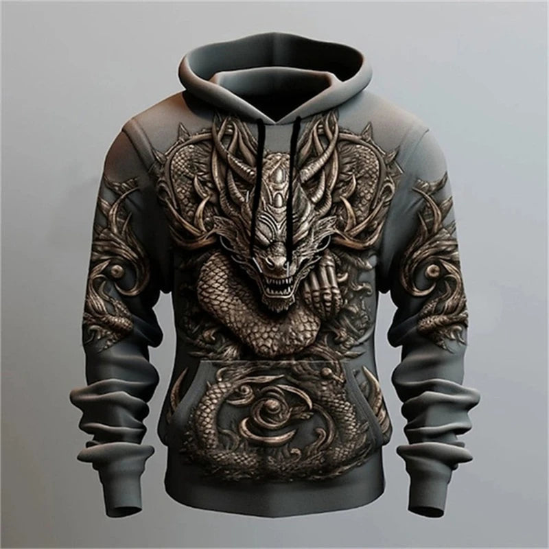 Sudadera con capucha para hombre con estampado de dragón chino. Prendas de moda con diseño 3D de dragón. Nueva sudadera de estilo hip hop y Harajuku. Jersey oversize.