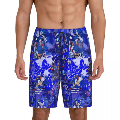 Pantalones cortos de pijama personalizados de Sonic the Hedgehog para hombre, para dormir y estar por casa