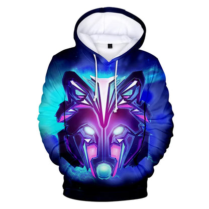Hanorac cu glugă Cool Space Galaxy Wolf pentru bărbați, hanorace cu glugă, model „Bright Wolf”, hanorace la modă cu „Handsome Wolf”, hanorace de primăvară și toamnă, pulovere, hanorace