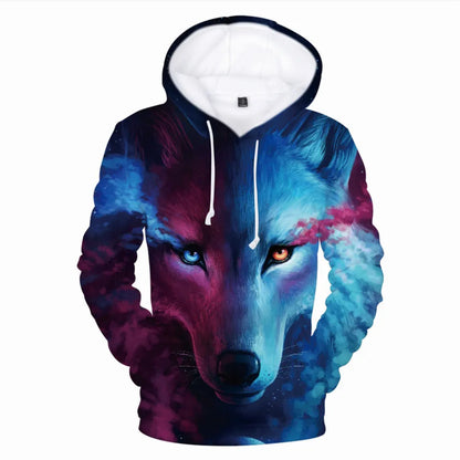 Hanorac cu glugă Cool Space Galaxy Wolf pentru bărbați, hanorace cu glugă, model „Bright Wolf”, hanorace la modă cu „Handsome Wolf”, hanorace de primăvară și toamnă, pulovere, hanorace