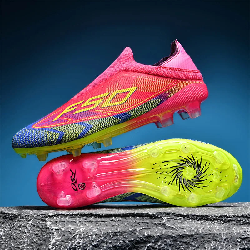 Nouvelles chaussures de football pour hommes, de haute qualité, très vendues, antidérapantes, mi-hautes, légères, pour l'extérieur, crampons de match, pour l'entraînement sur gazon.