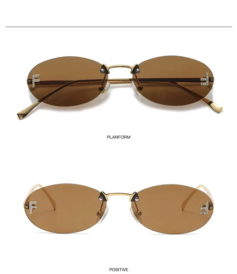 Zestaw 3 par damskich modnych okularów przeciwsłonecznych bez oprawek w stylu retro, małe owalne, ze stopu metali, eleganckie okulary przeciwsłoneczne z gradientowymi szkłami, okulary na zewnątrz i w podróży