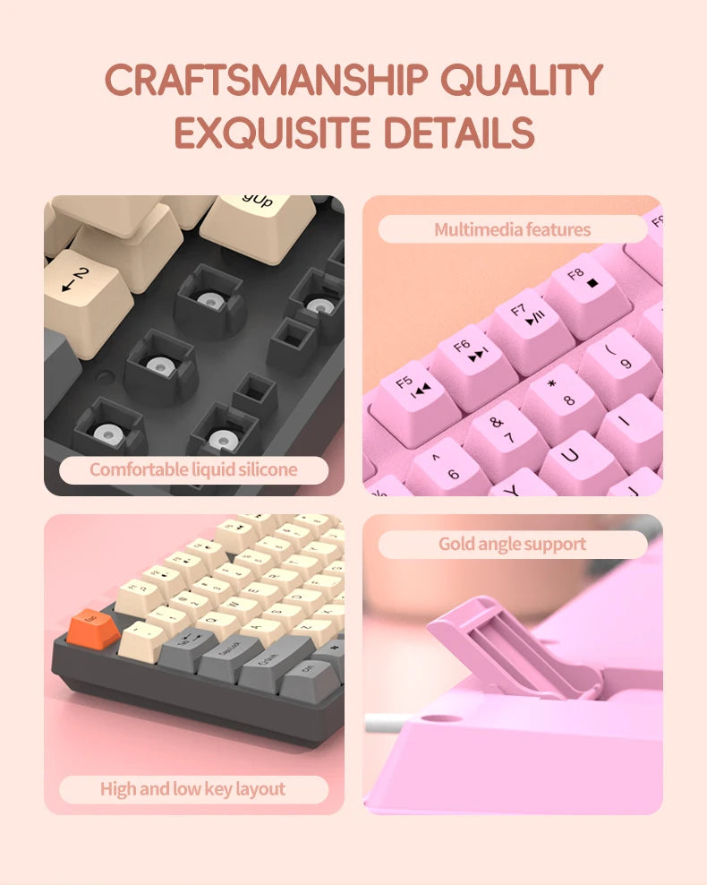 104 Keys Wired Gaming Keyboard Ergonomics Splash Water Colorful ABS Wear-resistant Keycaps Keyboards with Technology Light Key
