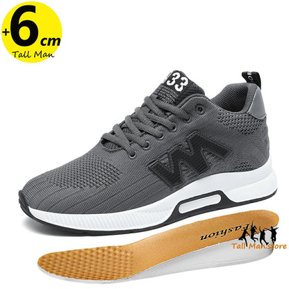Masszív férfi cipő, magasságnövelő talpbetét 6 cm, sport, nagy méret 37–46