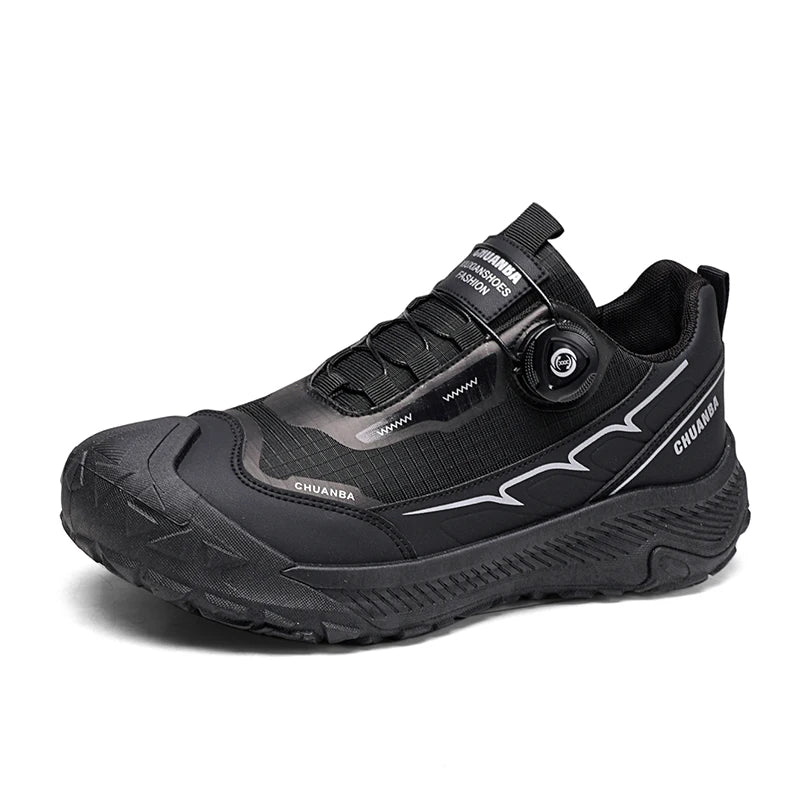 Rotary Buckle Men's Trekking Sneakers Outdoor Platform Hiking Shoes Comfortable Non-Slip Climbing Walking Shoes for Men