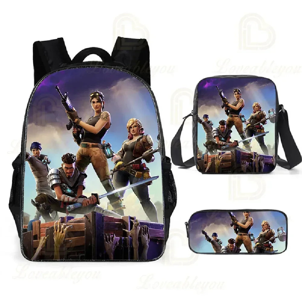 F-FORTNITE Battle Games Backpack for Children School Bag Boys Girls Primary Crossbody Pencil Case Kids Toddler Backpack