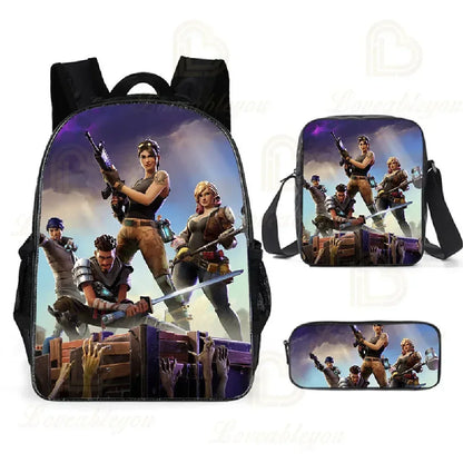 F-FORTNITE Battle Games Backpack for Children School Bag Boys Girls Primary Crossbody Pencil Case Kids Toddler Backpack