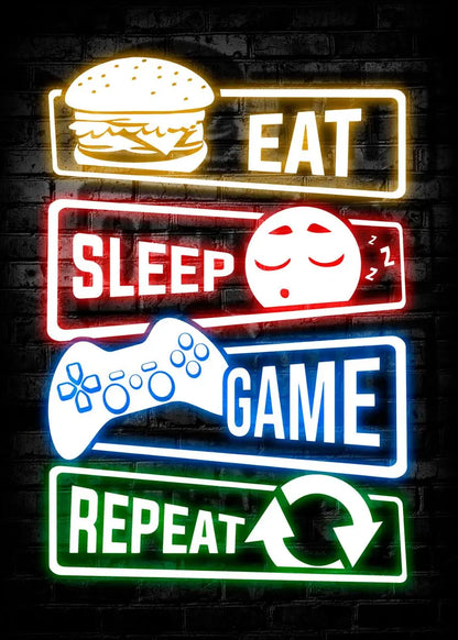 Poster „Nordic Cat and Gaming Controller Quotes“ – moderne Leinwandmalerei als Wandkunst und Wandbild für die Zimmerdekoration von Gamer-Jungen und -Mädchen (nicht Neon)