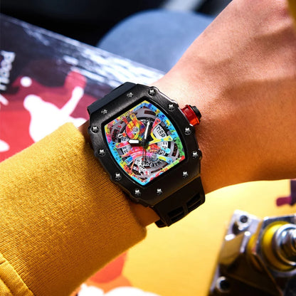 Coole herenhorloges Luxe modieuze siliconen tonvormige horloges Skelet waterdichte kwarts polshorloges Klok Relogio Masculino