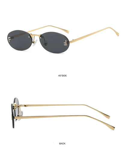Zestaw 3 par damskich modnych okularów przeciwsłonecznych bez oprawek w stylu retro, małe owalne, ze stopu metali, eleganckie okulary przeciwsłoneczne z gradientowymi szkłami, okulary na zewnątrz i w podróży