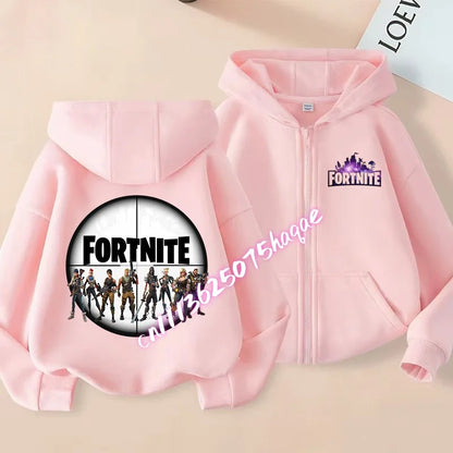Nová detská mikina Fortnite so zipsom, kreslený anime štýl, ležérna a priedušná mikina s kapucňou pre chlapcov, kabát/bunda, jar 2026, detské oblečenie