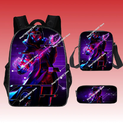 Fortnite Anime Character New Backpacks Cartoon Battle Royale Student 3-piece Set Book Bag Meal Box Pen Bag Anime Gifts
