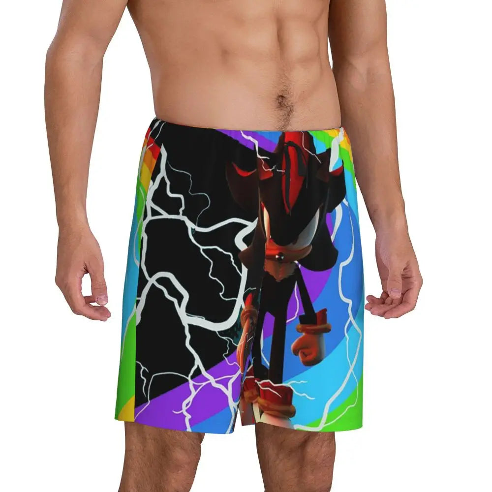 Pantalones cortos de pijama personalizados de Sonic the Hedgehog para hombre, para dormir y estar por casa