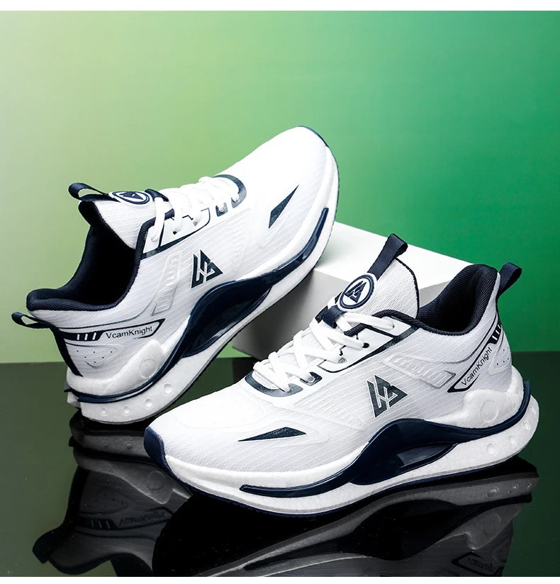 Chaussures de course légères et respirantes pour hommes, baskets à absorption des chocs Popcorn, chaussures de sport d'extérieur flexibles et antidérapantes, été automne
