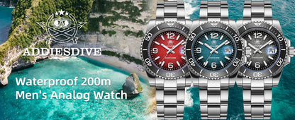 ADDIESDIVE 48mm Diver Watch Fashion Gradient Color Rotatable Bezel Quartz Watches Luminous 200m Waterproof Stainless Men's Watch