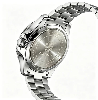 QINGXIYA Luxe herenhorloges met kwartsmechanisme, roestvrij staal, waterdicht, verlicht, datumweergave, herenpolshorloge, reloj hombre