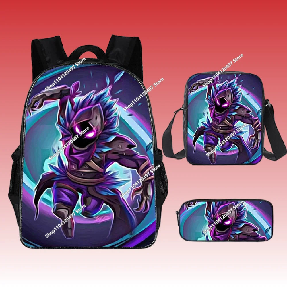 Fortnite Anime Character New Backpacks Cartoon Battle Royale Student 3-piece Set Book Bag Meal Box Pen Bag Anime Gifts
