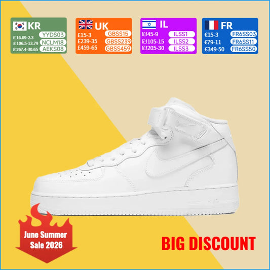 Nike Air Force 1 Mid Unisex-sneakers – klassisk design, vadstöd med dämpning för vardagsbruk och mångsidiga användningsområden CW2289-111