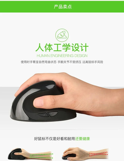 YANFU BNKJ5 Mute Grip Left Hand Wireless 2.4G Mouse Ergonomic Applicable Snail Bionic Relief Joints Office Dry Battery Version