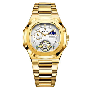LIGE Watch For Man Luxury Business Waterproof Luminous Mechanical Watches Fashion Moon Phase Automatic Movement Men's Watches