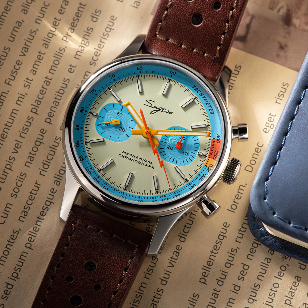 Sugess Pilot Watch ST19 Origin Movement Swanneck Wristwatch Mechanical Chronograph Sapphire Crystal Military Limited Racing 1963