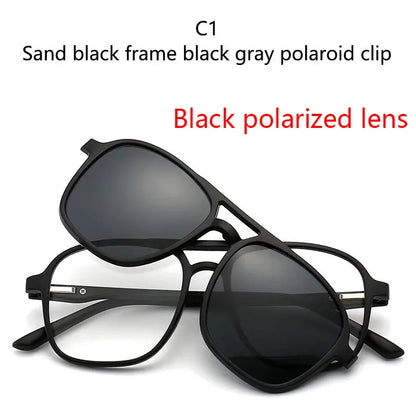 Ochelari de soare polarizați cu atracție magnetică oglindă, ochelari de ciclism 2 în 1 cu clemă, ochelari strălucitori pentru bărbați, ochelari cu ramă dublă pentru femei